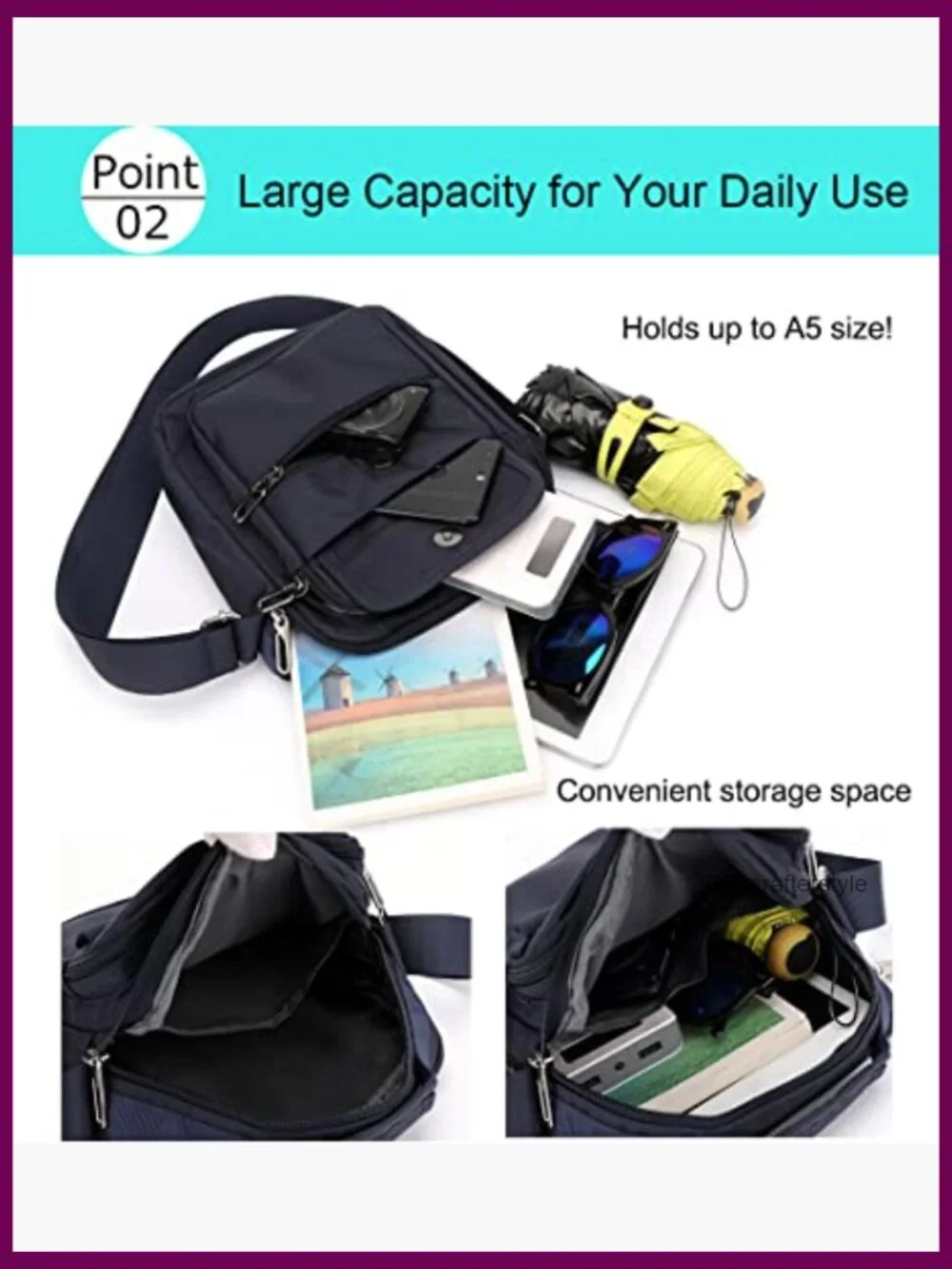 Men's Nylon Messenger Bag Crossbody Shoulder Bag Waterproof Lightweight Travel